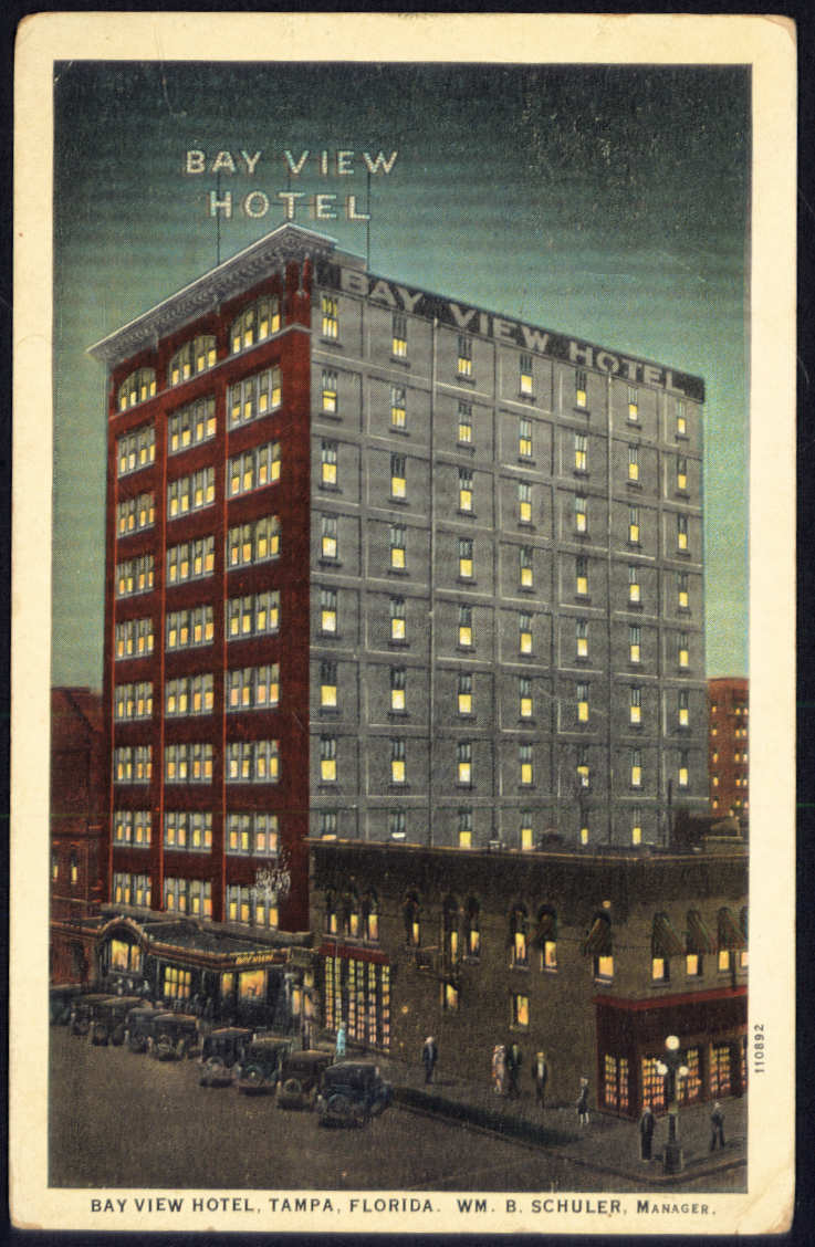 1928 TAMPA FLORIDA - BAY VIEW HOTEL building people cars * posted to Louisiana 