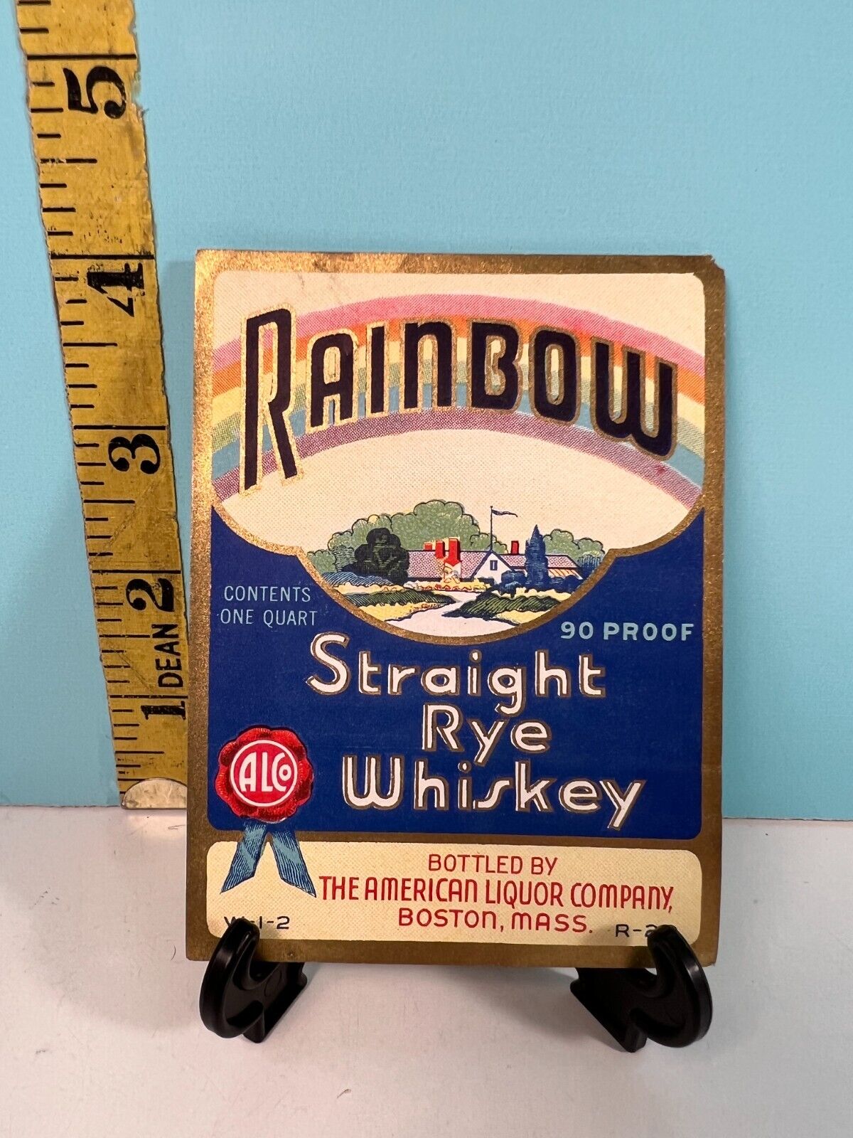 Vintage American Co Rainbow Straight Rye, Boston, Mass label.