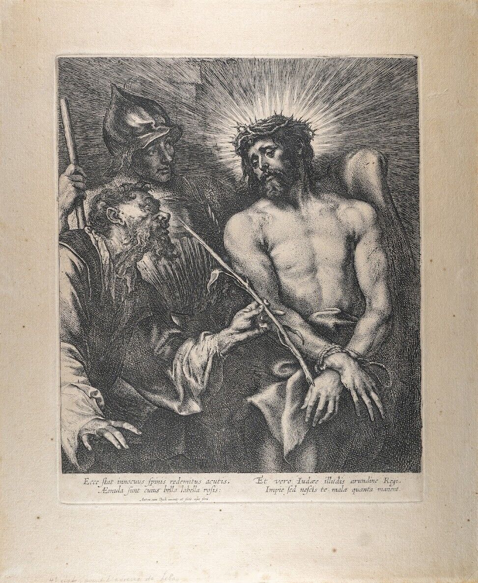 The Mocking of Christ, After Vany Dyke, Rare Antique Engraving by Lucas Vorstman