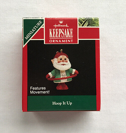 1992 ~ Hoop It Up ~ Elf with Hula Hoop, Moves ~ Hallmark Miniature Ornament