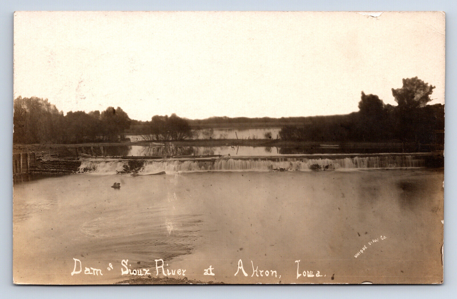 Vintage RPPC Akron IA Iowa Dam of Sioux River to Horicon WI P15