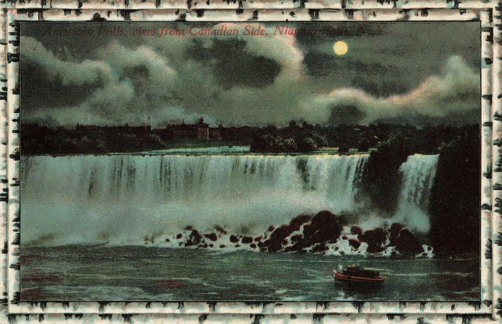 Postcard Moonlit American Falls Niagara Falls New York 