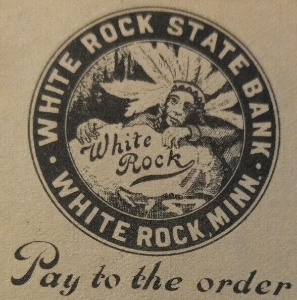 1920 H.M. Martinson Garage & Blacksmith MINNESOTA White Rock State BANK CHECK 