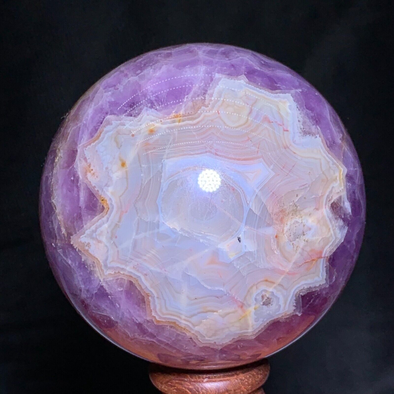 534g Natural Banded Amethyst Agate Sphere Quartz Crystal Ball Reiki Stone