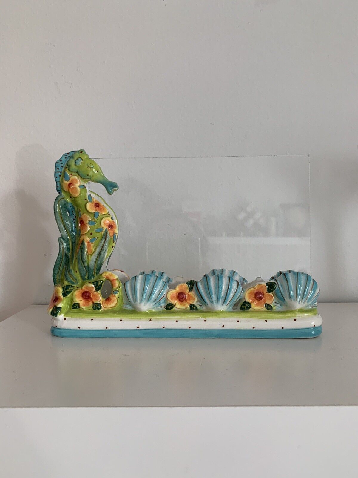 DIANE ARTWORK Seahorse ceramic photo frame with shells flowers 4 x 6\