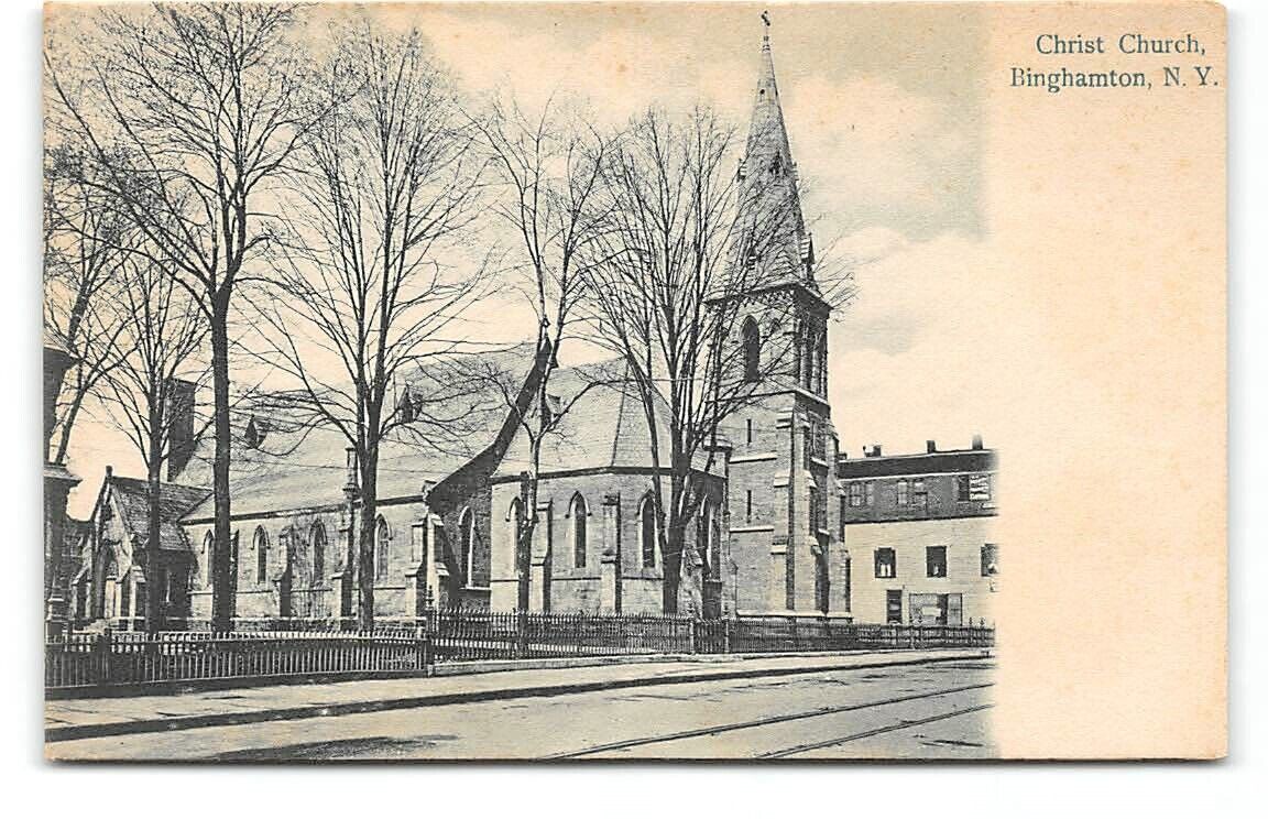 New York-Binghamton-Christ Church-Antique Postcard
