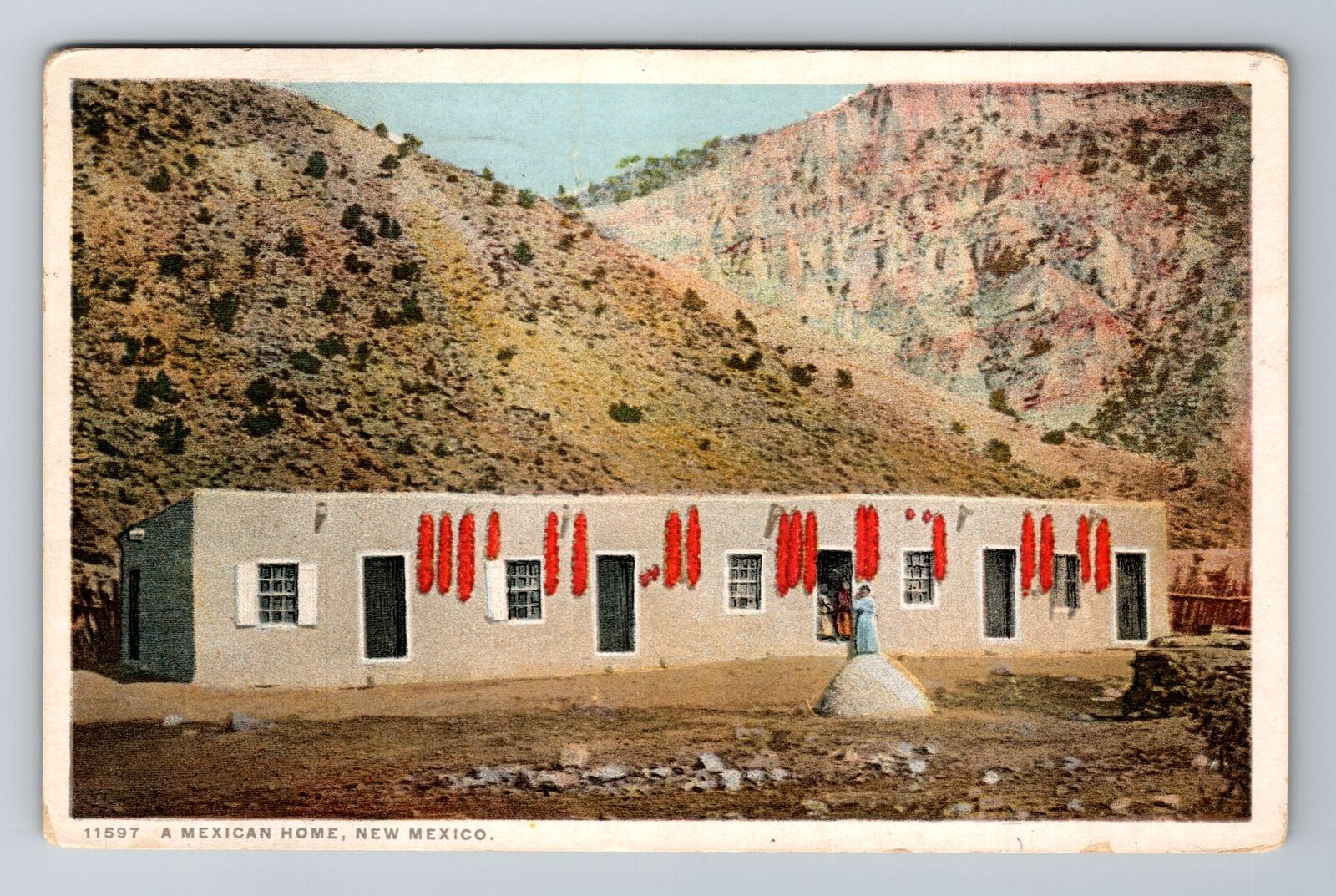 Albuquerque NM-New Mexico, Adobe Hut Home, c1928 Antique Vintage Postcard