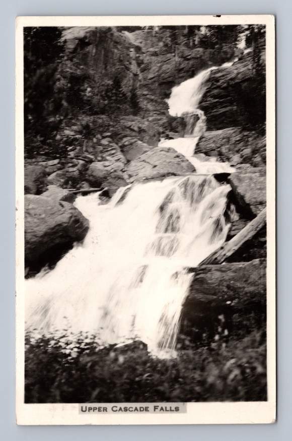 Upper Cascade Falls ~ Granby Colorado RPPC Vintage Photo Postcard 1933