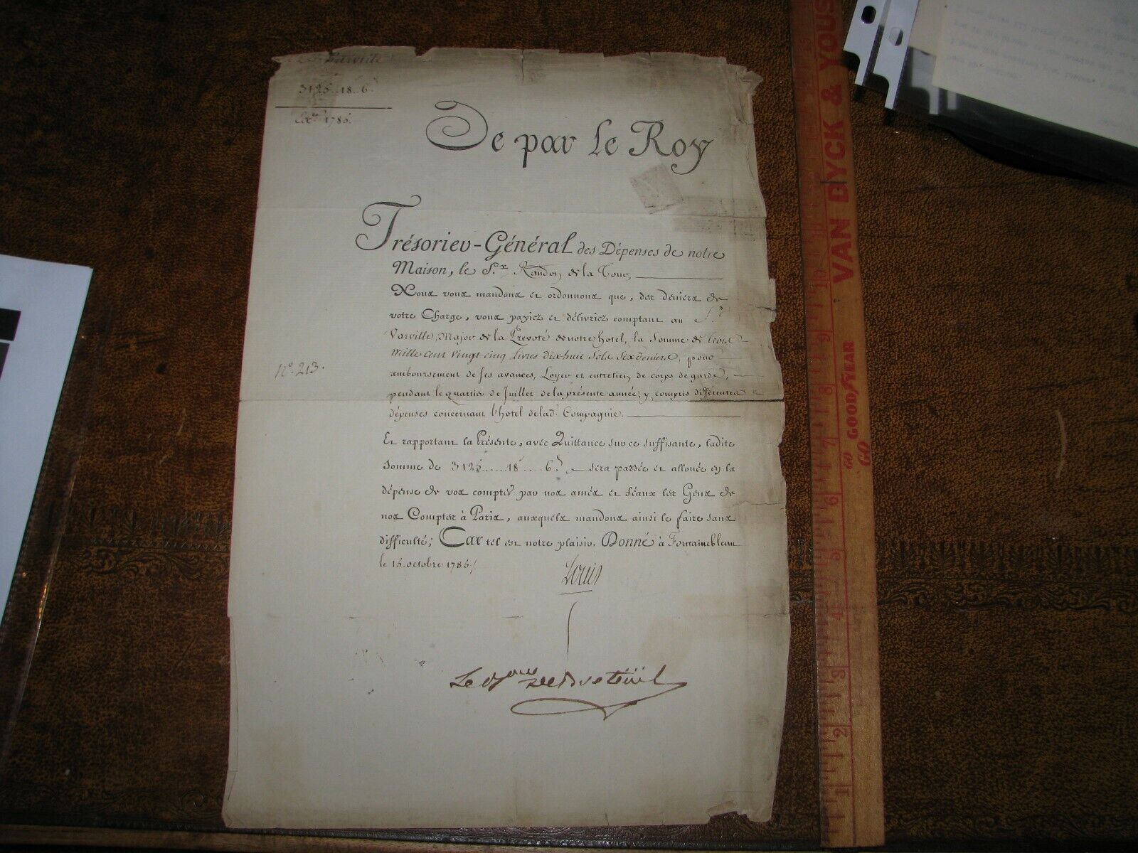 1785 or 1786 France Louis XVI Decree Manuscript #213 October 15 or 16 Taxes??