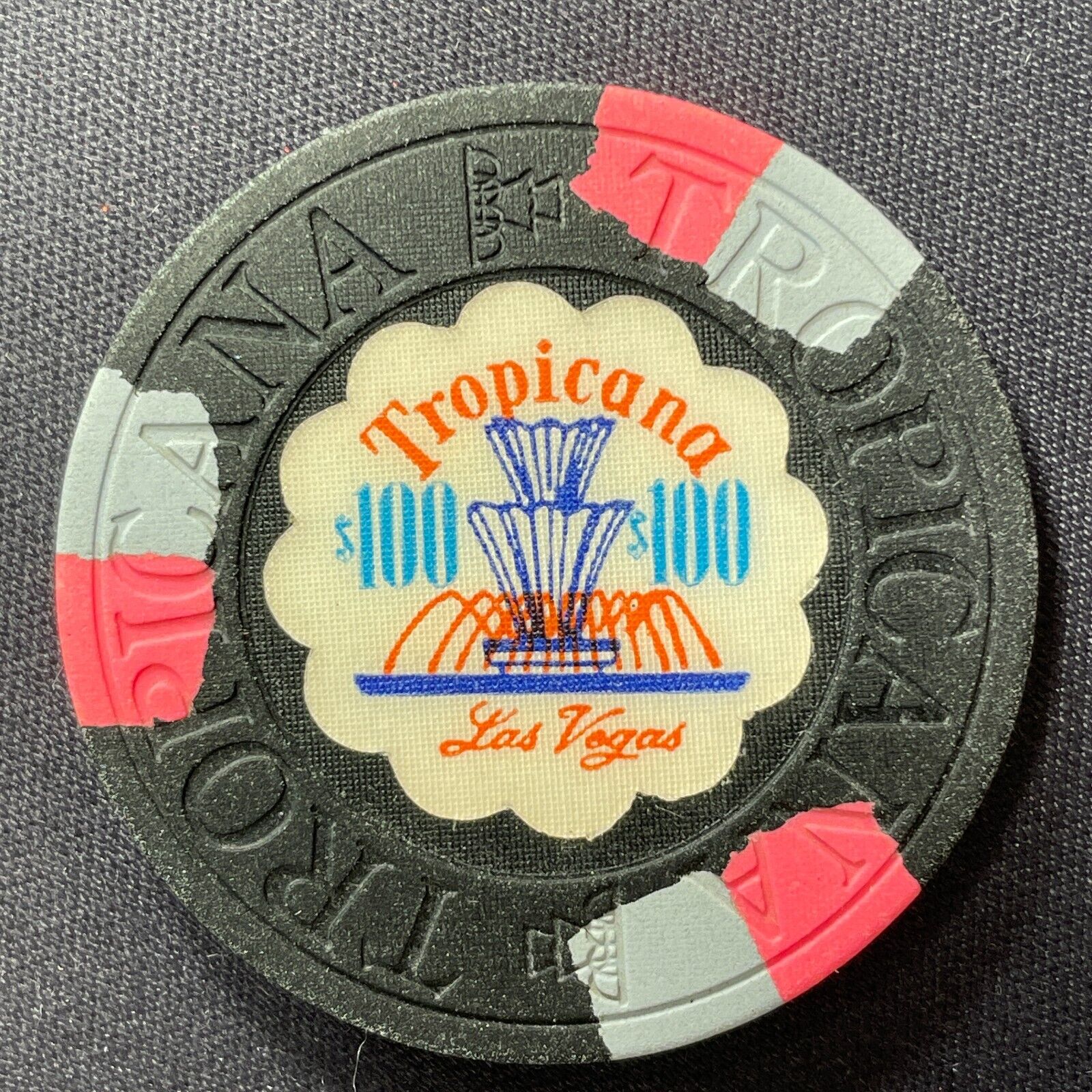 Tropicana Las Vegas $100 casino chip 1972 obsolete - closed 4-2-24 HL
