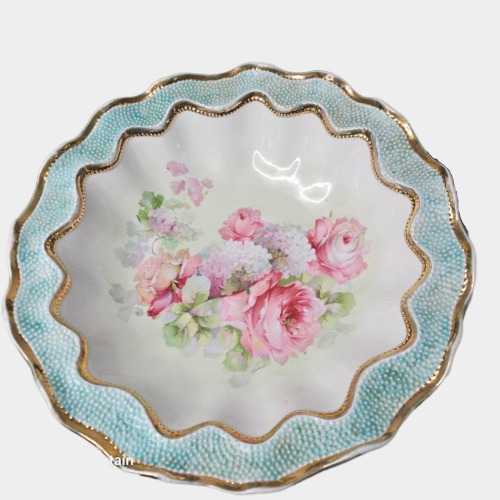 Antique Fine Porcelain German Floral Bowl With Gilt Details Back Stamp K