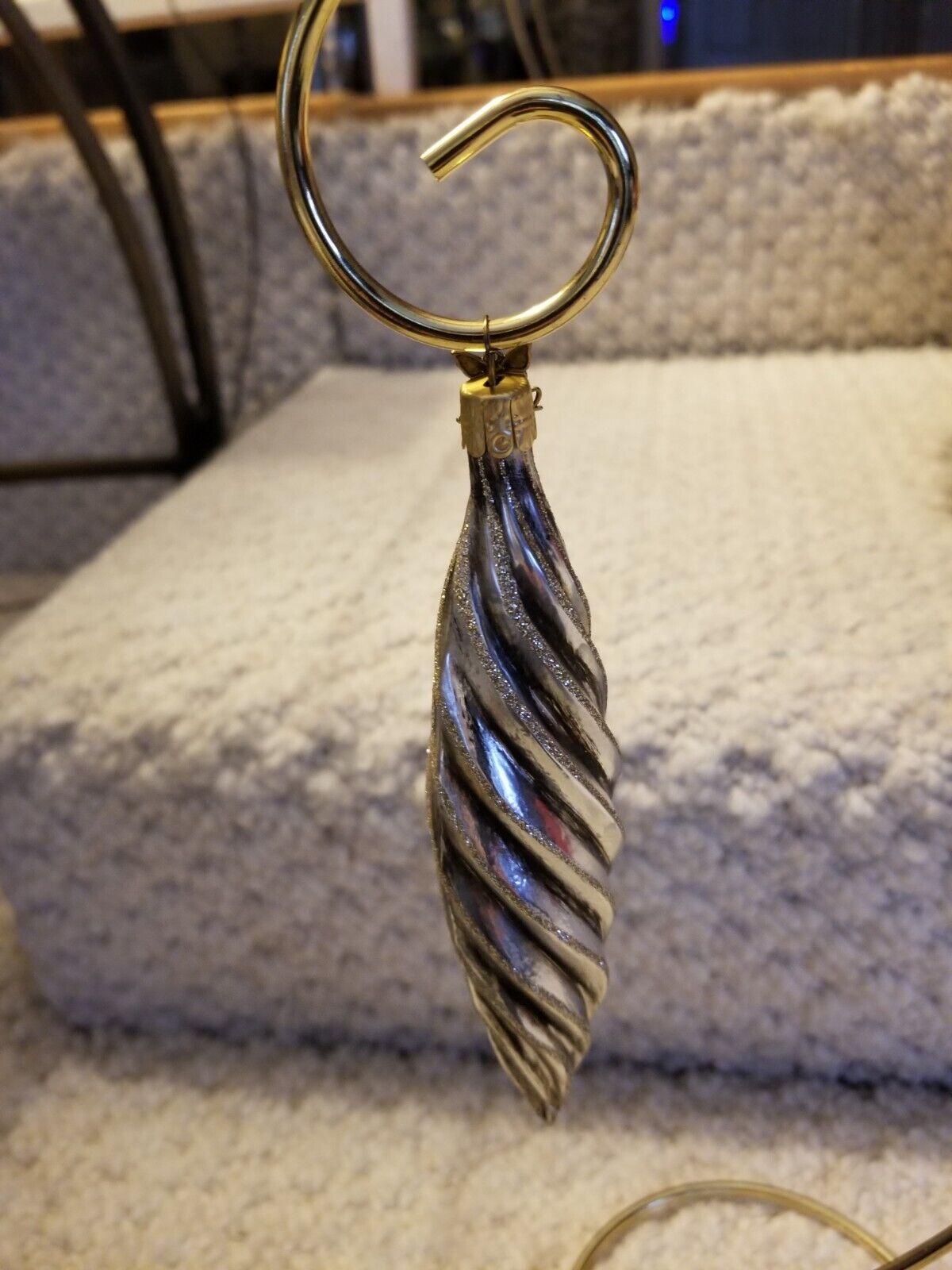 Neiman Marcus 2010 Spiral Silver Gold, Bronze Glass Christmas Ornament Holiday 