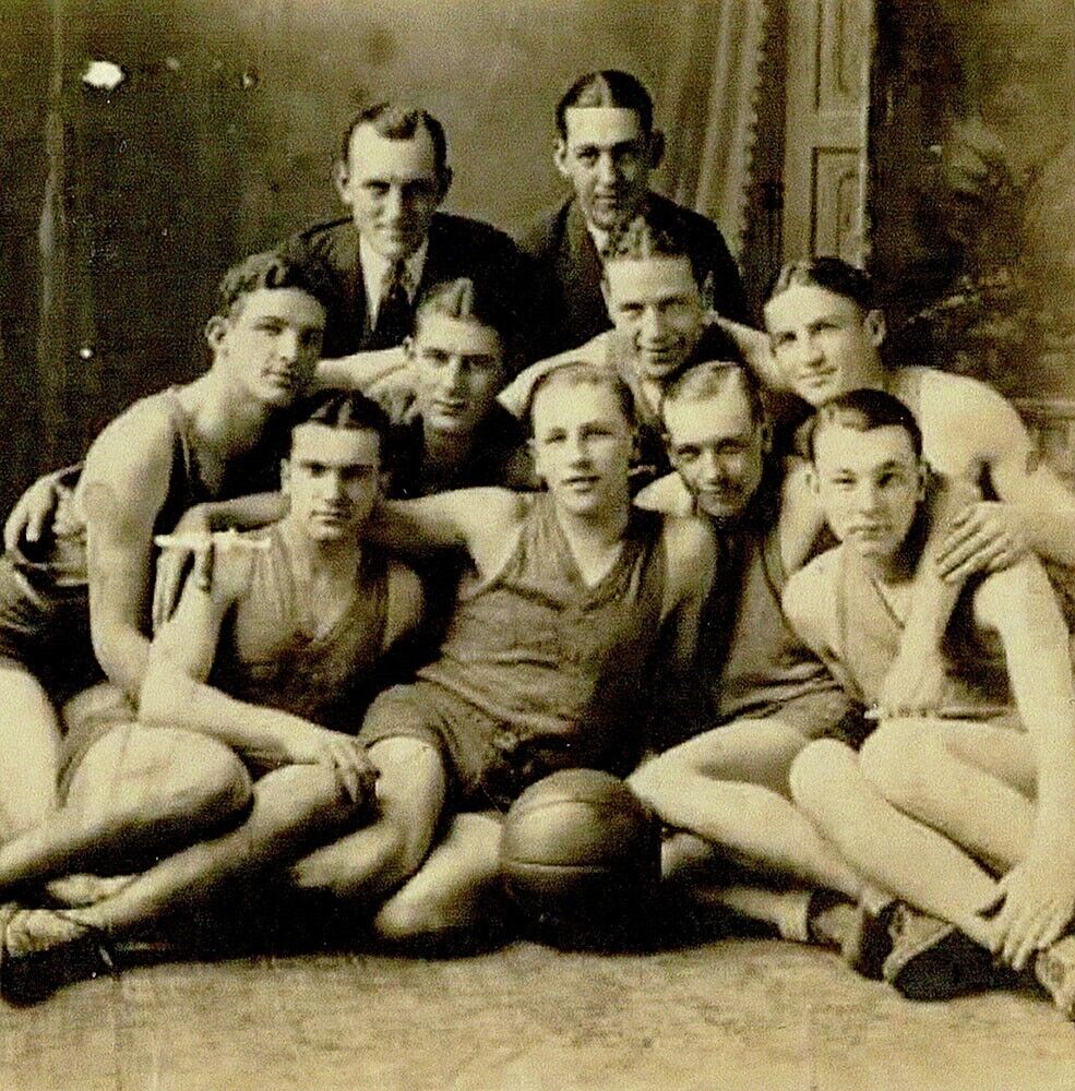 1920s Basketball Team Hugging photograph 4x4 gay man's estate