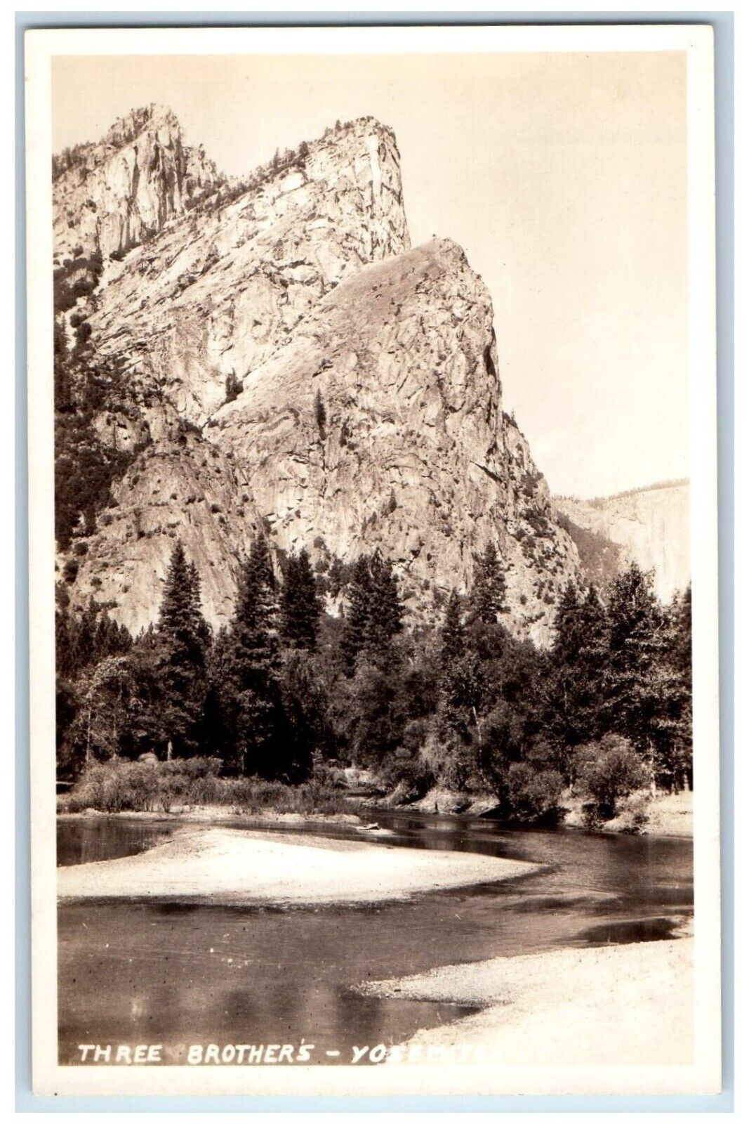 c1940\'s Three Brothers Yosemite California CA RPPC Photo Vintage Postcard