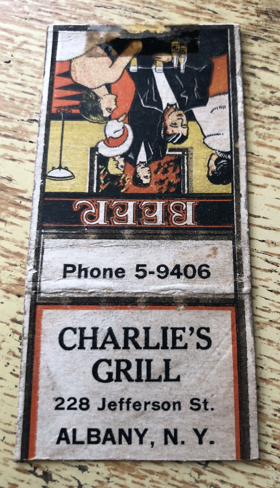 1940s Charlie’s Grill Restaurant Albany New York Matchbook Cover Beer