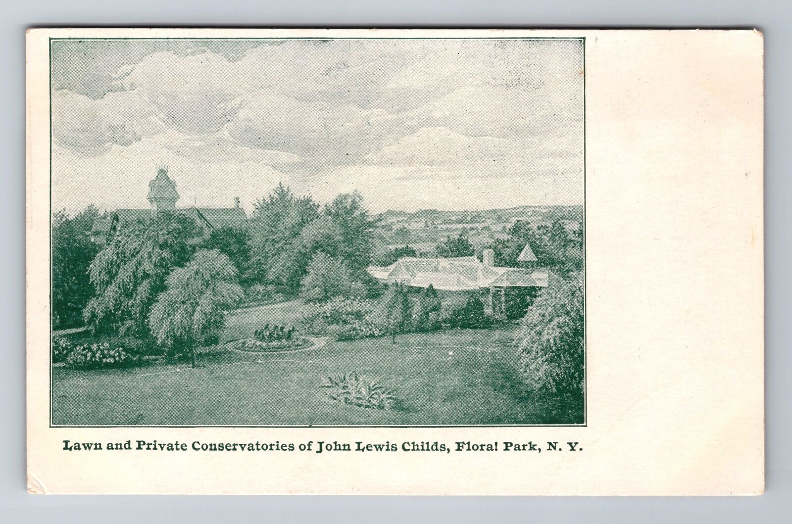 Floral Park NY-New York, John Lewis Childs Private Lawn, Vintage Postcard