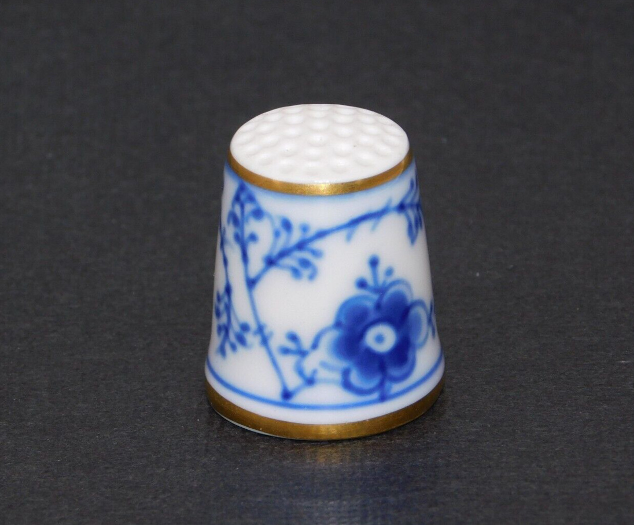 Vintage B&G Bing and Grondahl Denmark Blue Floral Porcelain Sewing Thimble