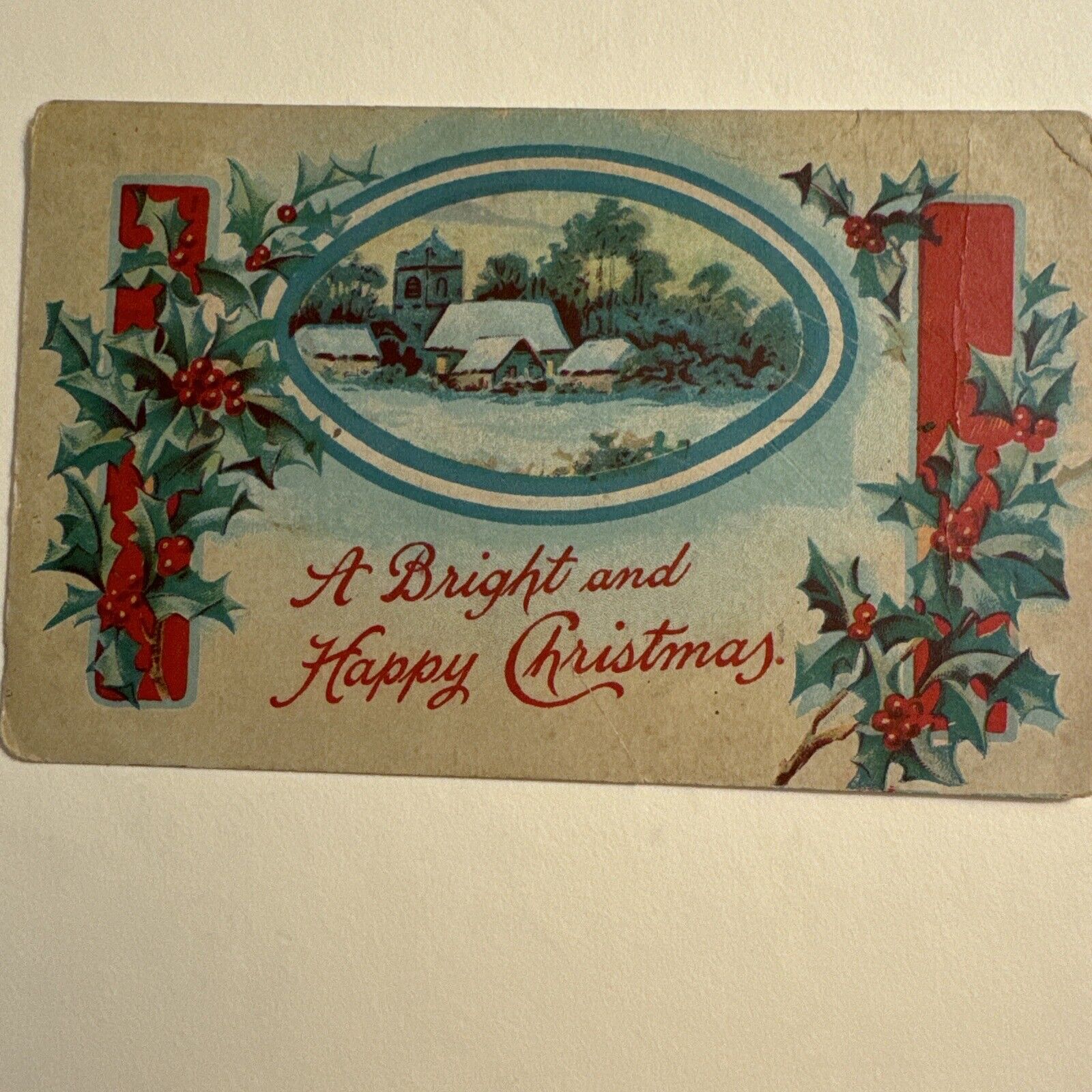 A Bright And Happy Christmas Vintage Postcard Posted c1909 Maine