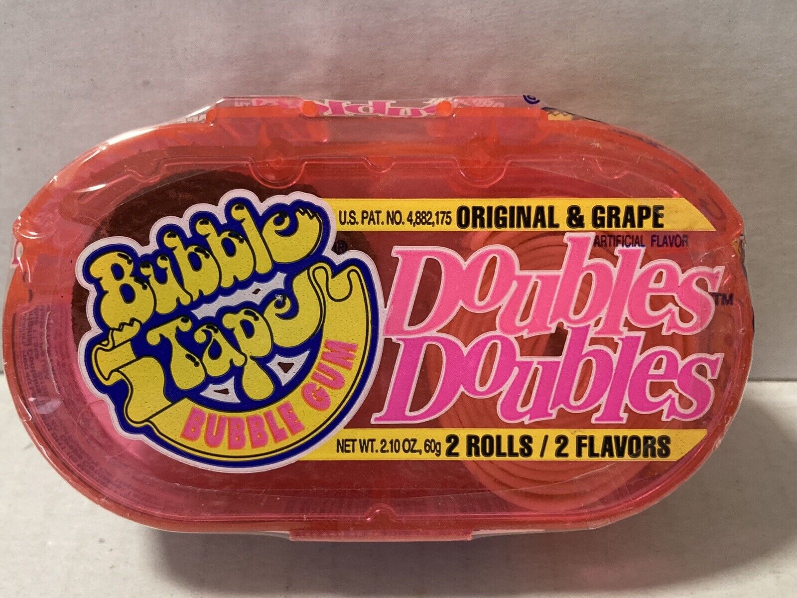 Vintage 1993 Amurol BUBBLE TAPE Gum DOUBLES DOUBLES 2 Rolls Original & Grape-NOS