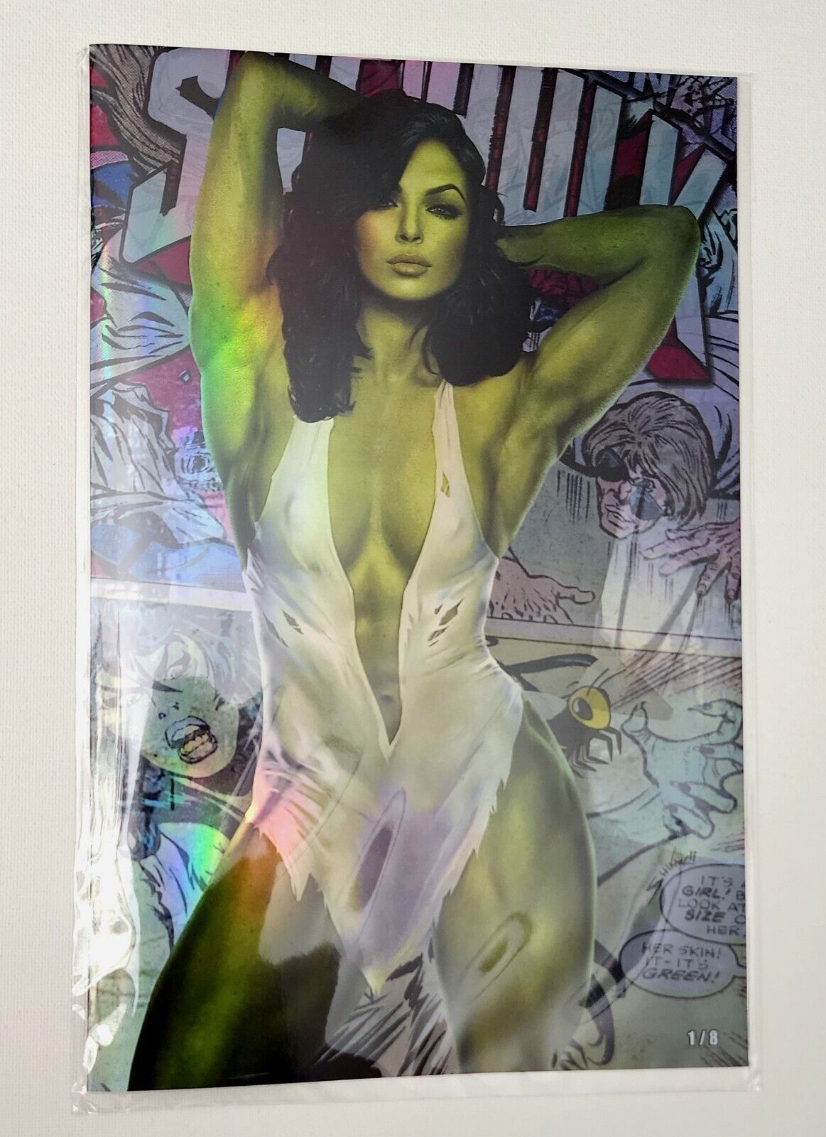 NUMBERED — 1/8 — Shikarii — She-Hulk HOLOFOIL Nightgown Outfit