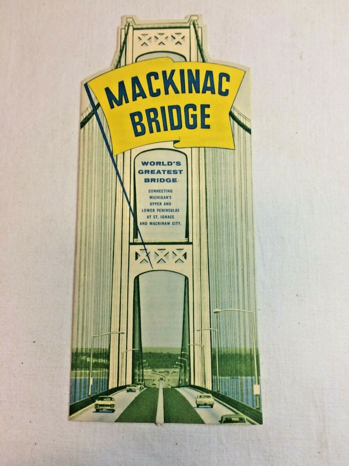 Vintage 1960s Travel Brochure Mackinac Bridge cutout prices