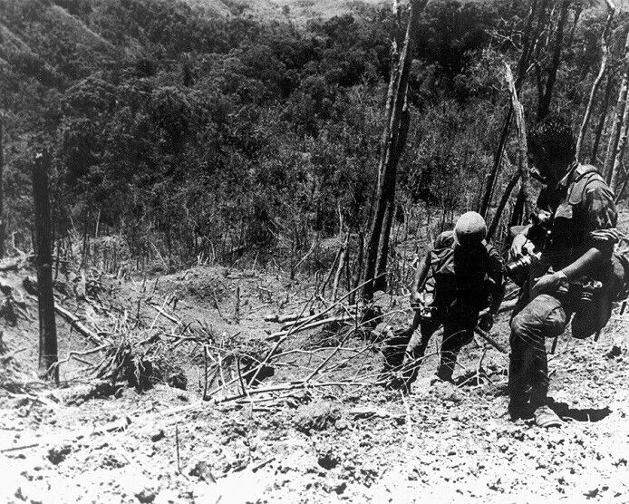 U.S. Soldiers climb Hamburger Hill after the battle 8x10 Vietnam War Photo 719