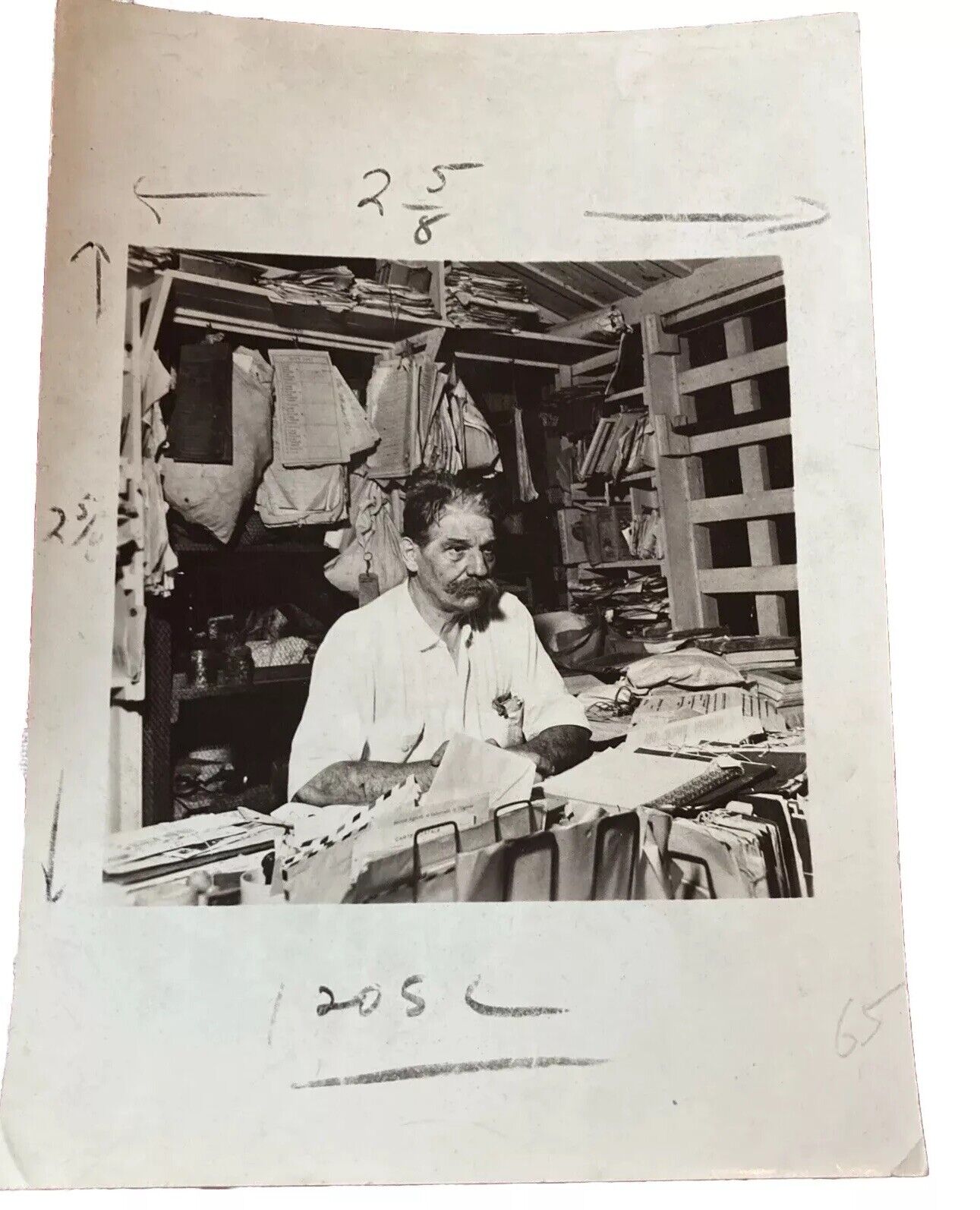 Dr. Albert Schweitzer Press photograph 1949 At Desk In Lambarene Chas Joy Photo