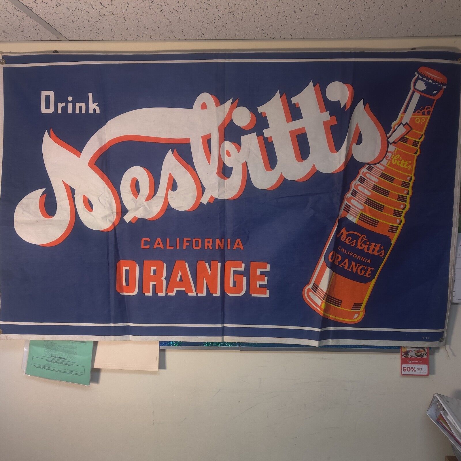 Vintage Nesbitts Orange Soda Canvas Store Display 1940s