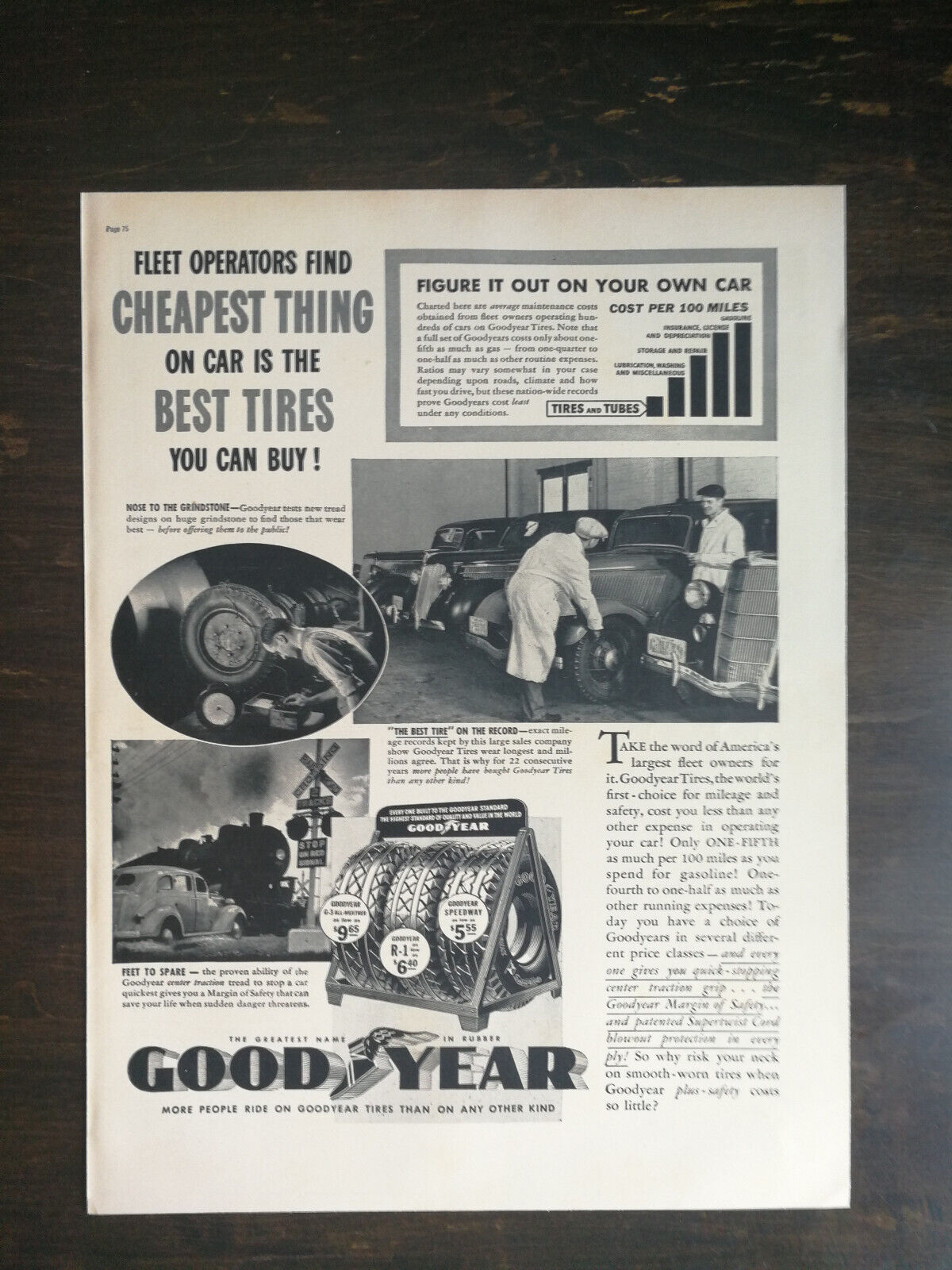 Vintage 1937 Goodyear Good Year Tires Full Page Original Ad 622