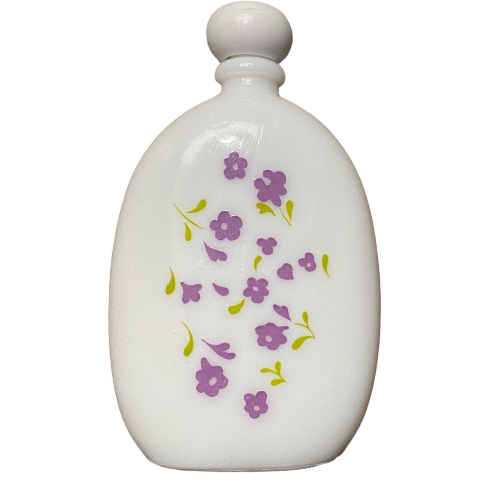 Vintage 1980s Lavender Cologne Empty Milk Glass Bottle By Avon 1.7 Oz Flowers 4\