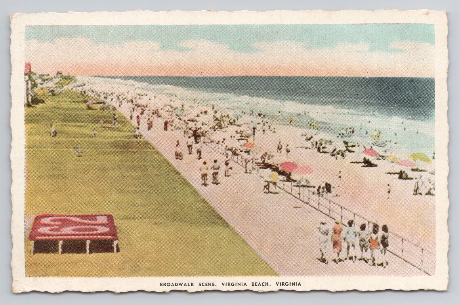Postcard Broadwalk Scene Virginia Beach Virginia c1920