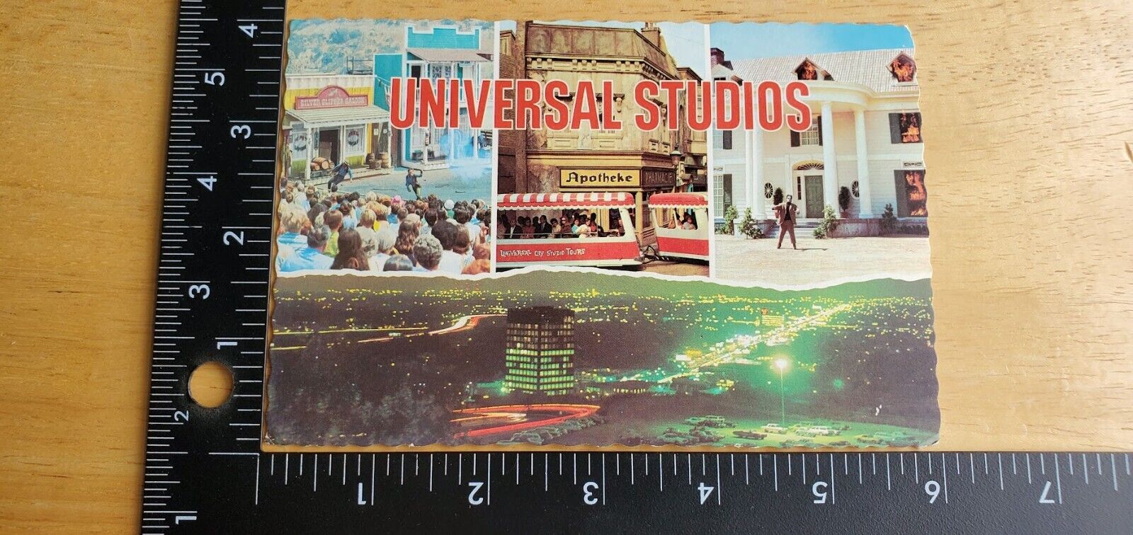 Universal Studios Montage Postcard Action Arena European Street Burning CA