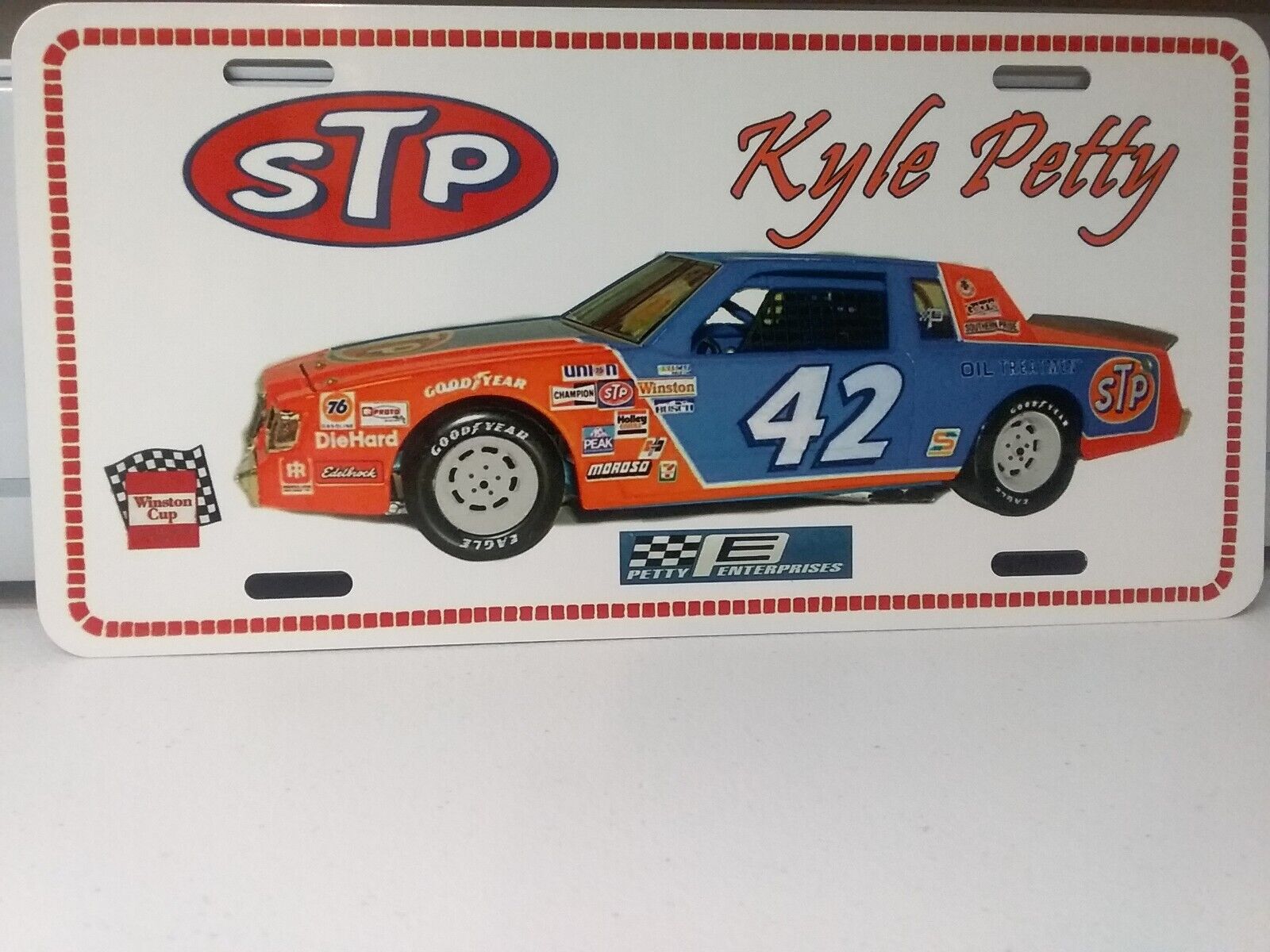Vintage looking STP Racing Team 42 Kyle  Petty - License Plate  1981 