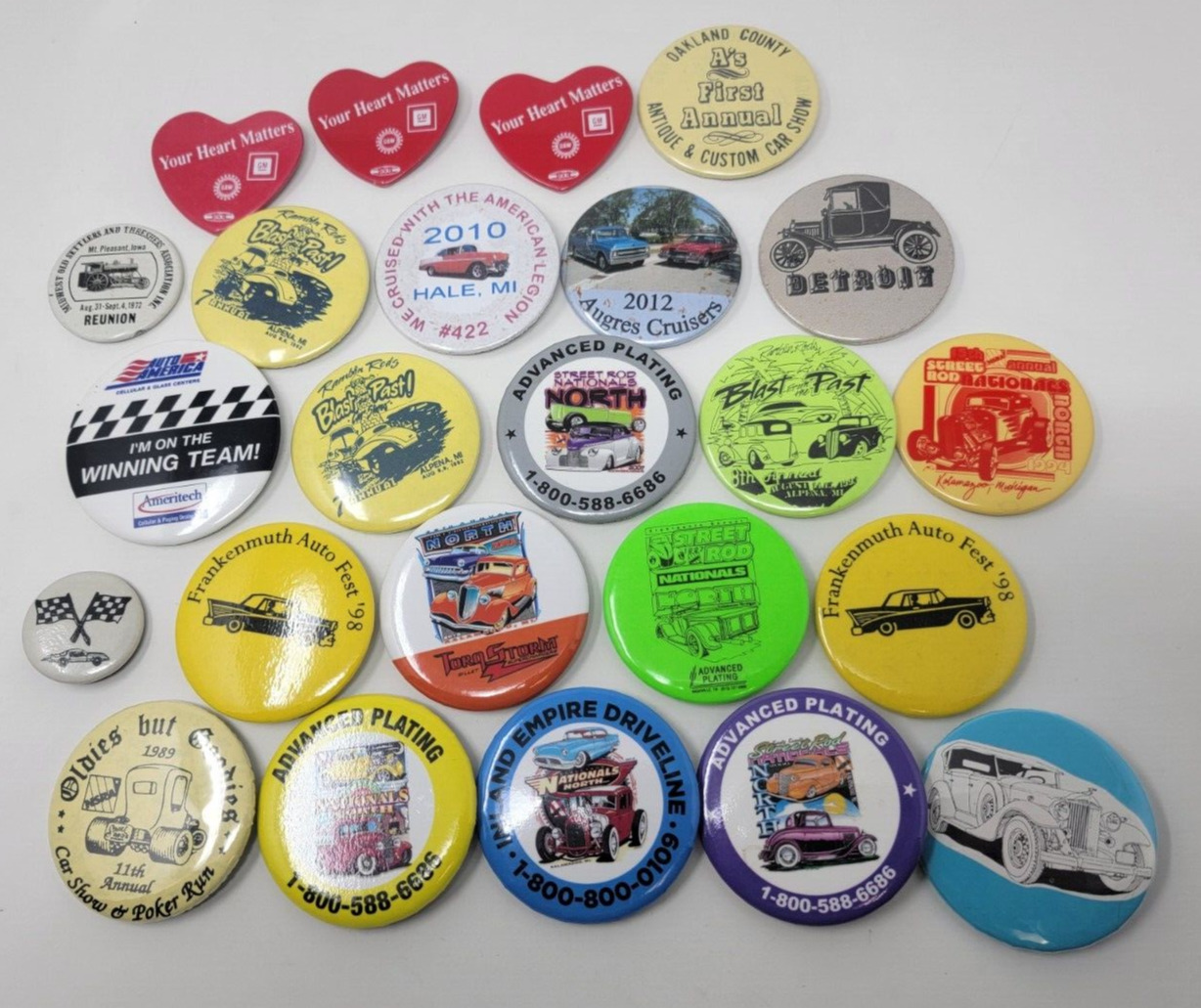 Vintage Lot of AUTO SHOW and CRUISE Buttons - Mostly Michigan