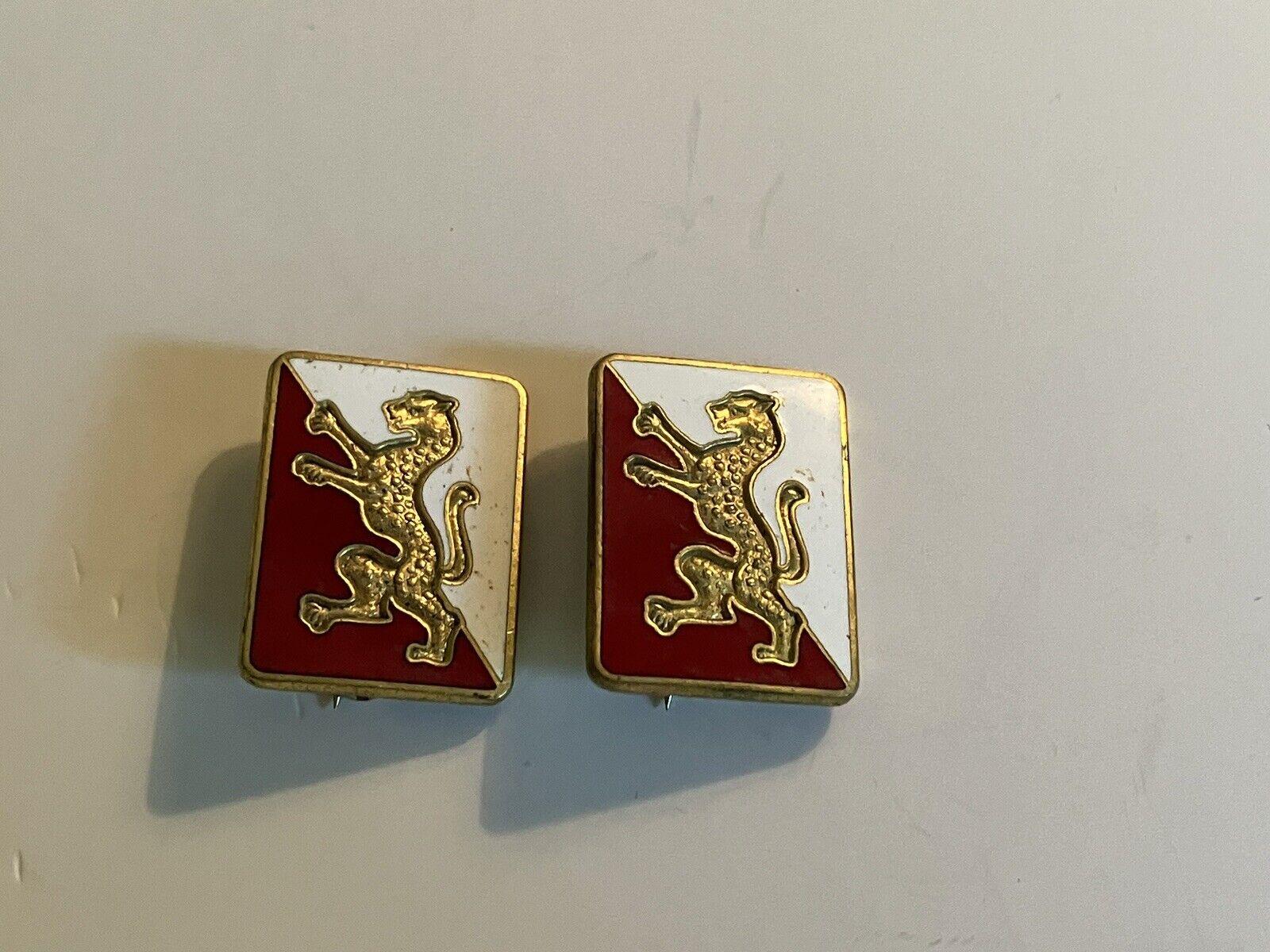 Vintage Pair of 2  LAFAYETTE COLLEGE Army ROTC Pins Red/Gold/White Easton PA