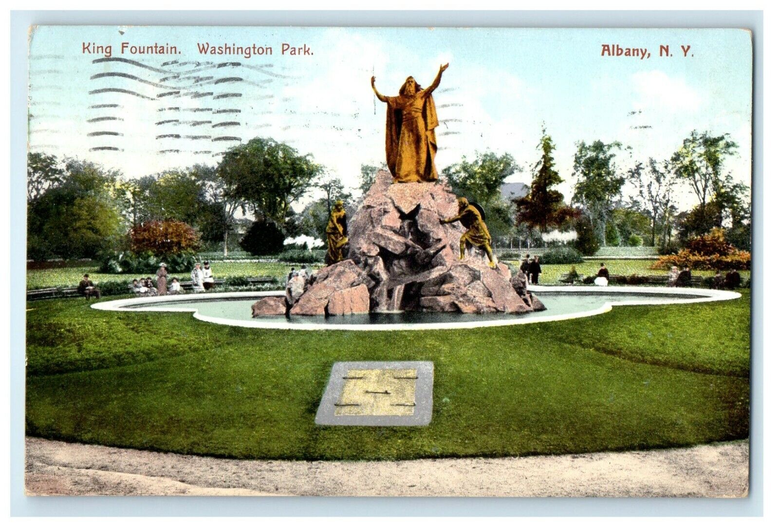 1909 King Fountain Washington Park Albany New York NY Posted Antique Postcard