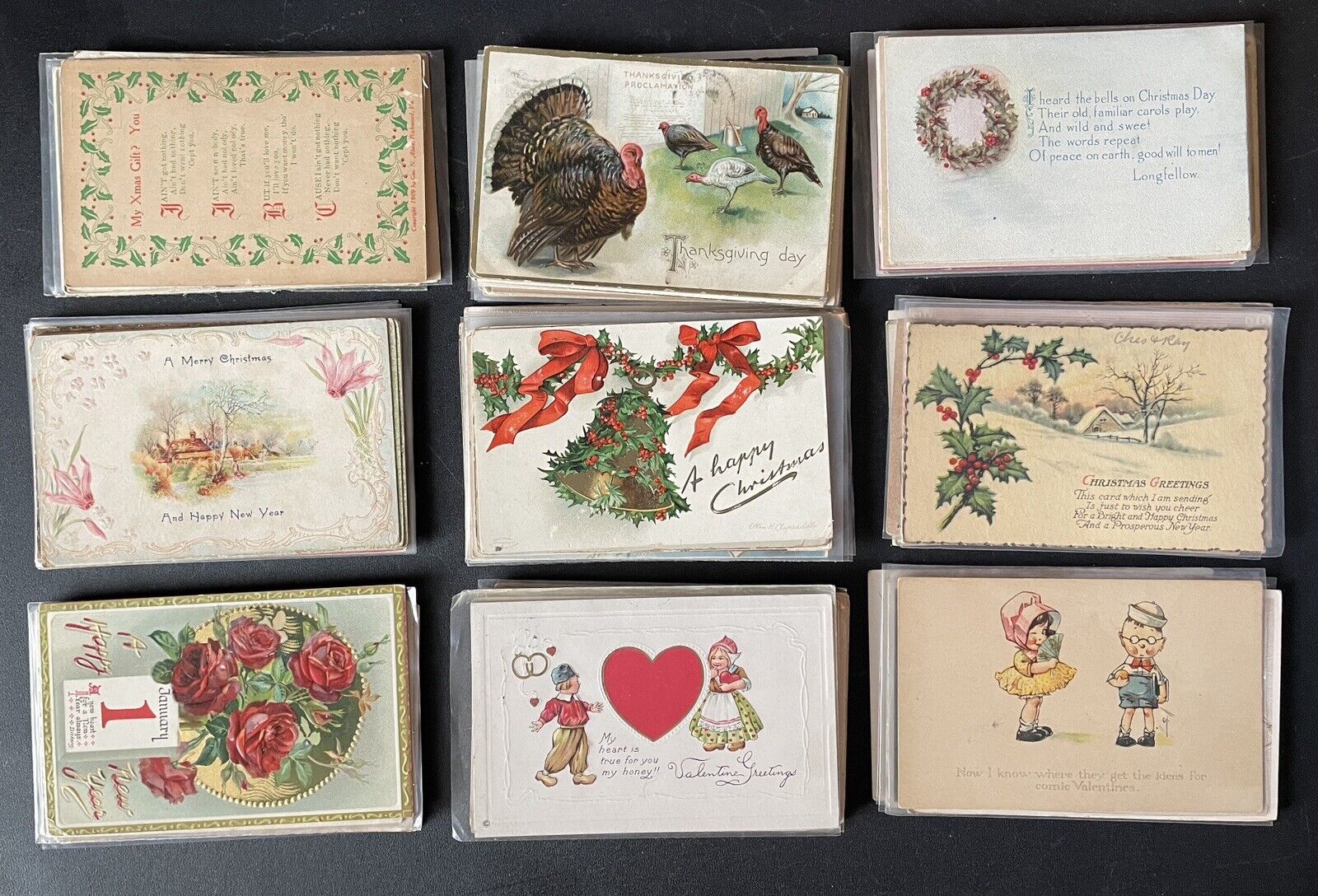 Lot of 142 Vintage Antique Holidays Greetings Misc. Postcards