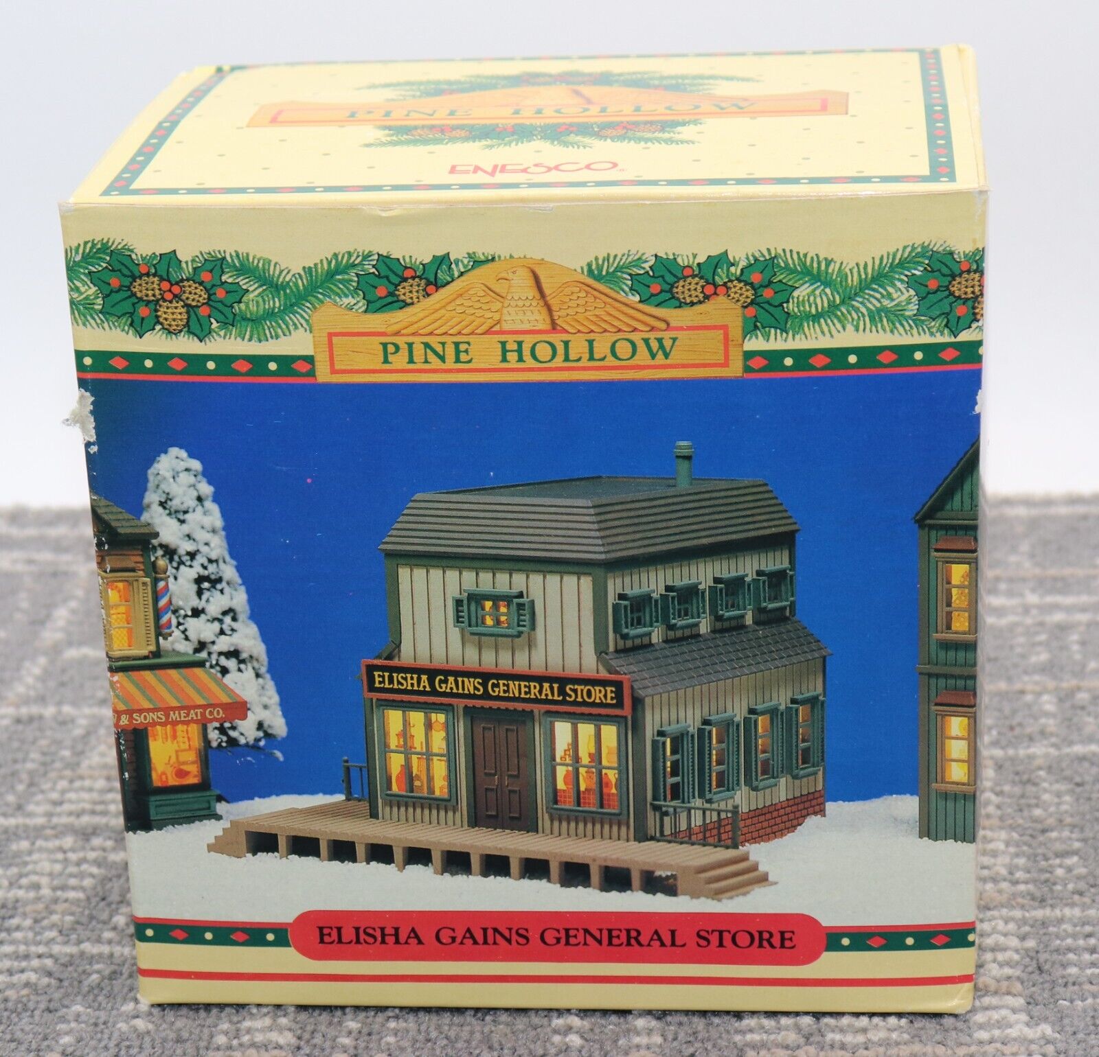 Enesco Pine Hollow Elisha Gains General Store Building in Box Christmas 1987