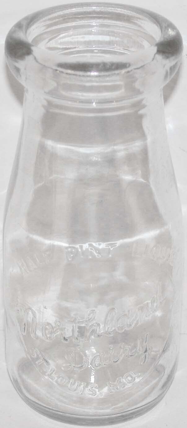 Vintage milk bottle NORTHLAND DAIRY round embossed half pint St Louis Missouri