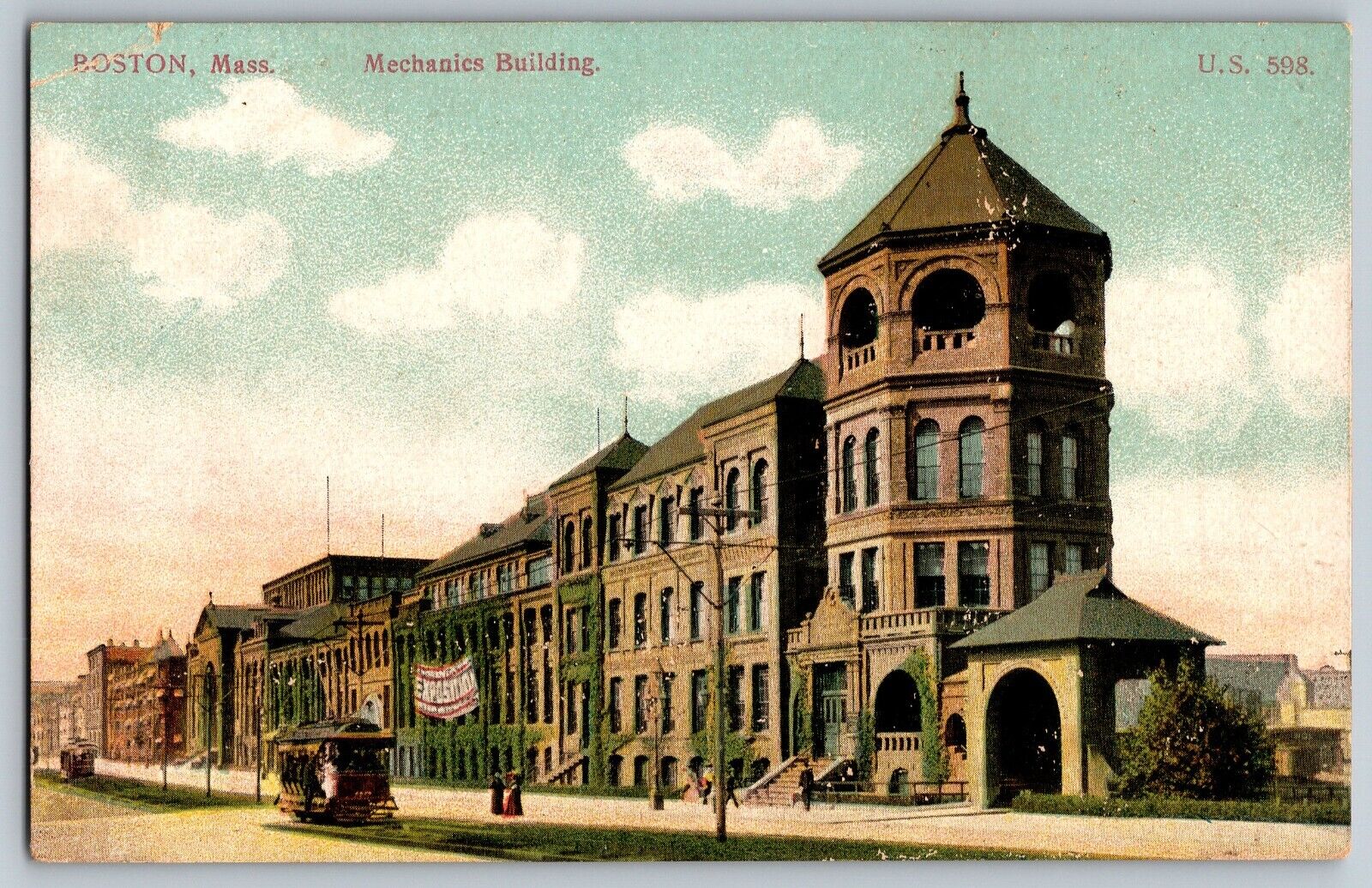 Boston, Massachusetts - Mechanics Building - Largest Building - Vintage Postcard