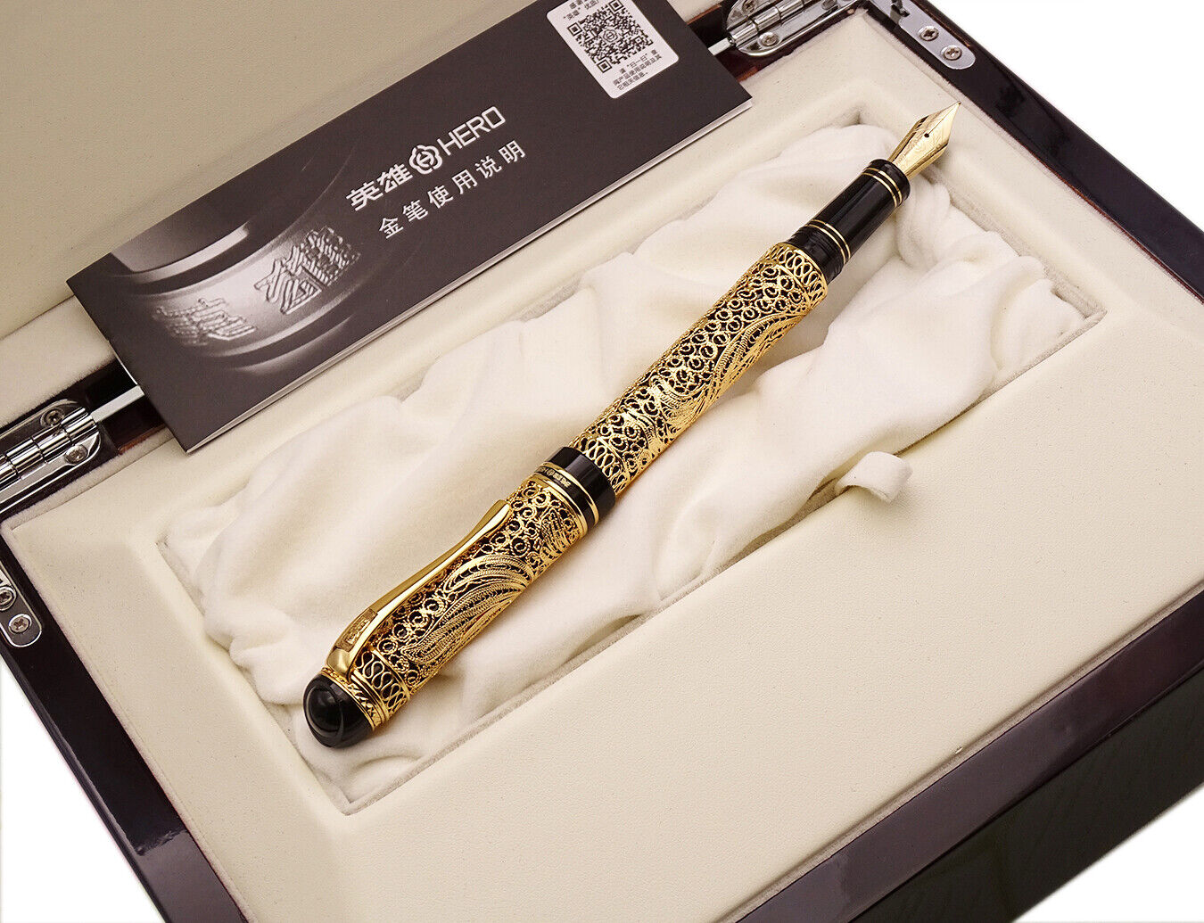  Hero 3000 18K Gold Fountain Pen, The Imperial Court Gold Barrel Collection Pen