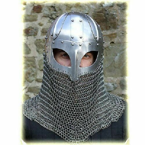 Historical Medieval Viking Helmet Battle Armor+18G Steel with Chain mail X-MAS