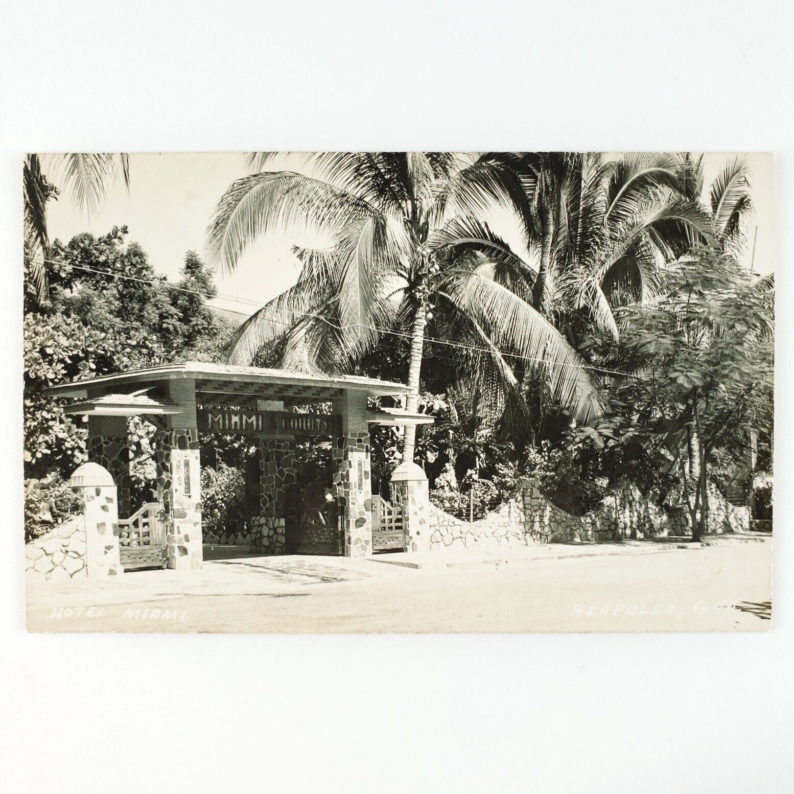 Acapulco Hotel Miami Mexico RPPC Postcard 1950s Mexican Street Entrance MX C1832