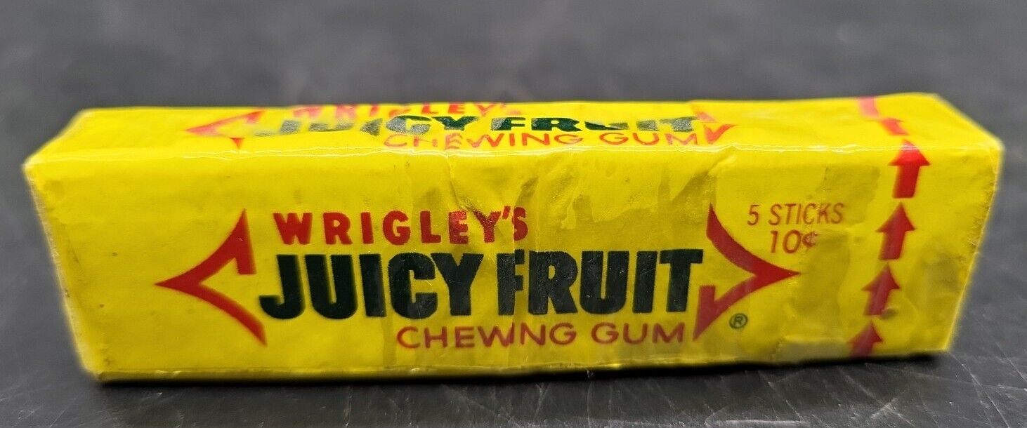 Vintage 1970s 10 Cent Pack Of Wrigley’s Juicy Fruit Chewing Gum Unopened RARE 
