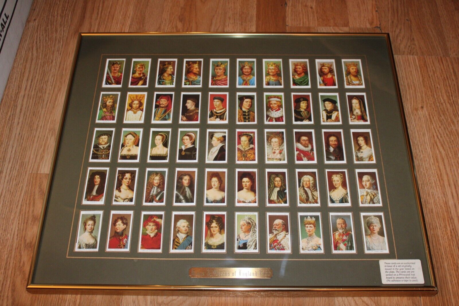 1935 John Player & Sons Kings & Queens of England Set 50 Cards Framed Matted