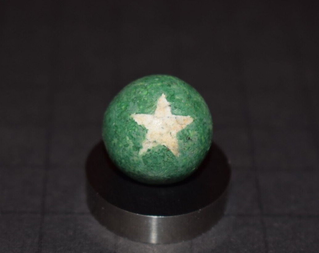 Victorin Era 1800\'s Antique Star Fired Clay Marble Shooter Size .750\