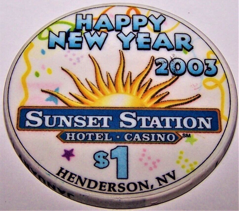 Sunset Station Casino 2003 LTD 1 Dollar Gaming Chip as pictured