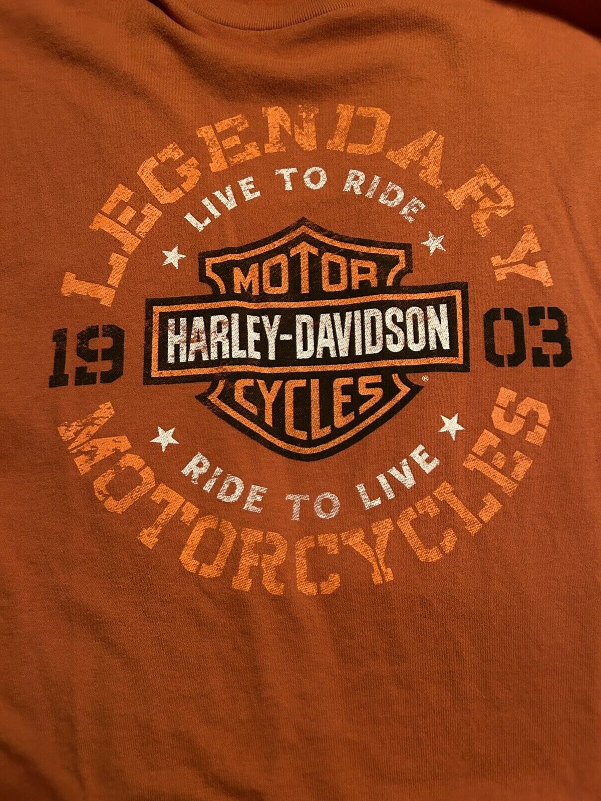 Harley Davidson orange T shirt Large