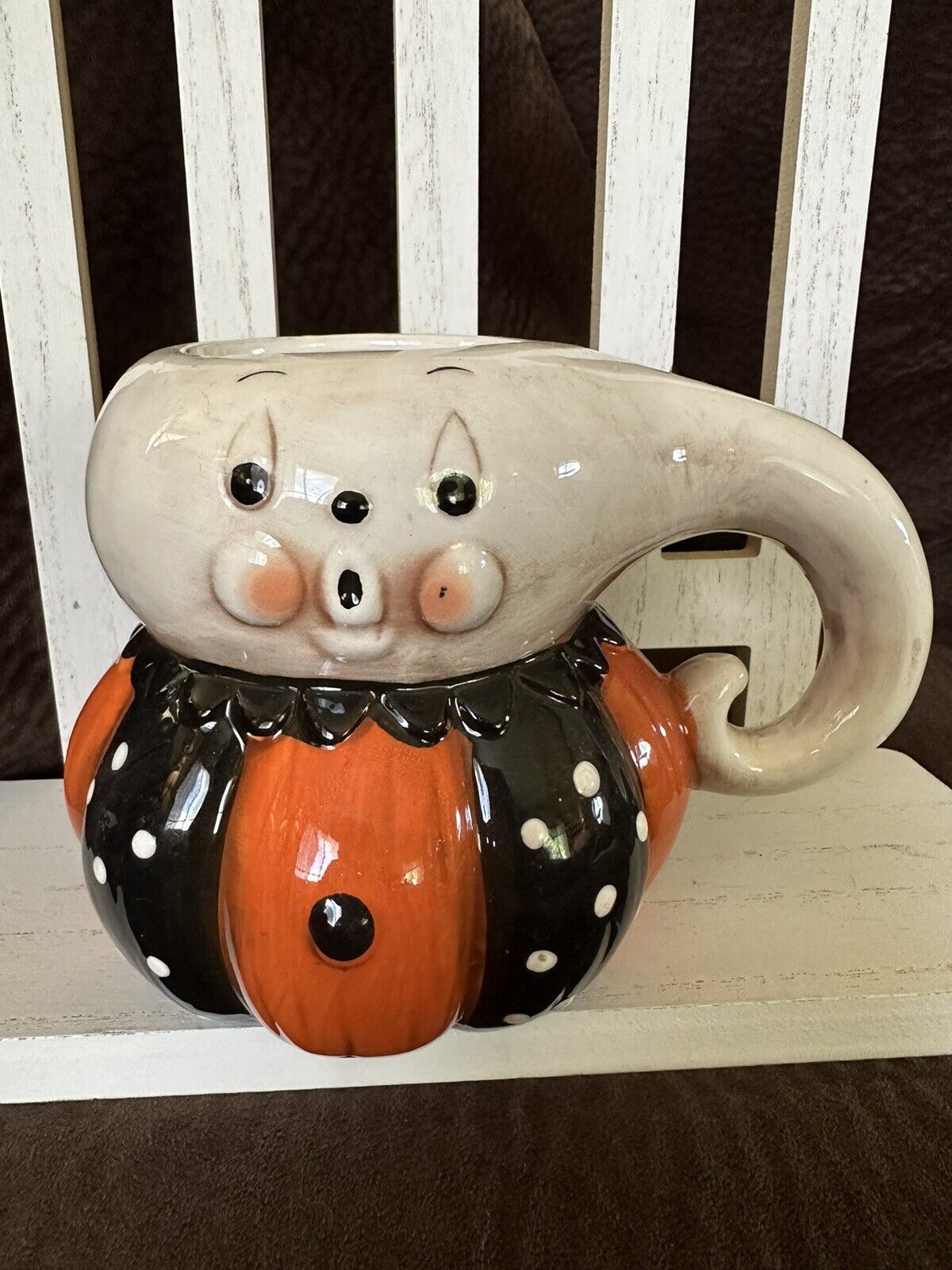Johanna Parker Pumpkin Peeps Ceramic Ghost Mug Vintage Style Halloween Decor