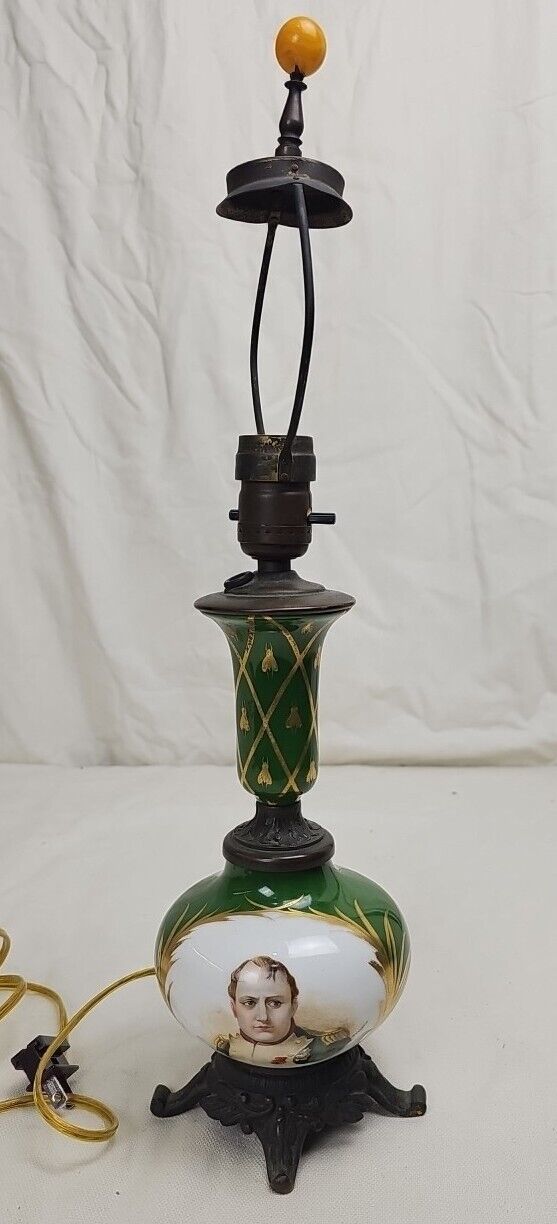 Antique French Lamp Portrait of Napoleon  Converted To Electric 
